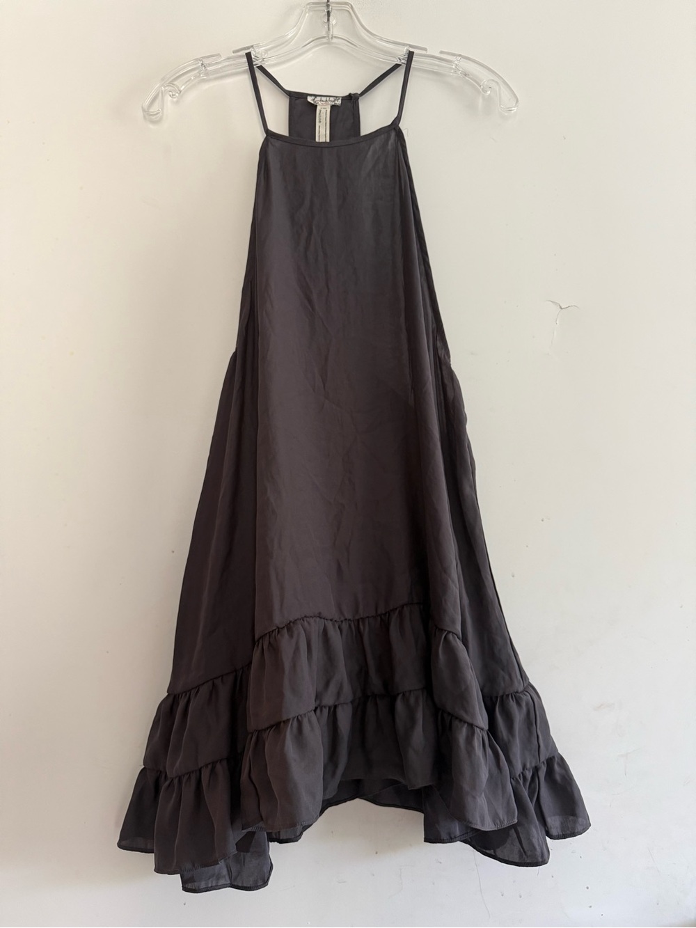 Free People Intimately Raven Slip Dress Halter Neckline Tiered Ruffled Hem Sz SP - Picture 2 of 4